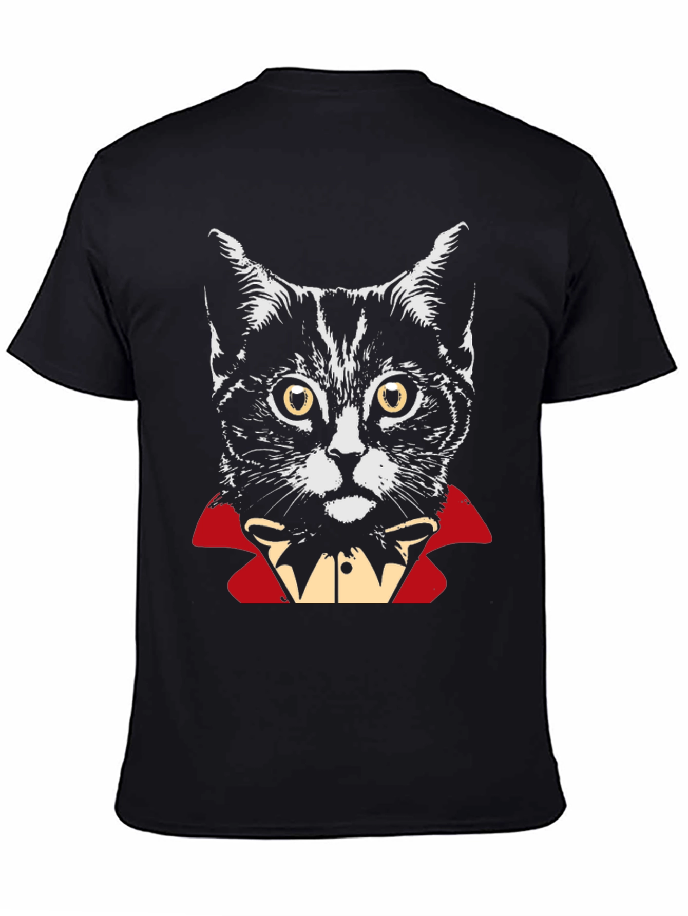 Black Vampire Cat Graphic T-Shirt - Halloween Costume Tee view 4