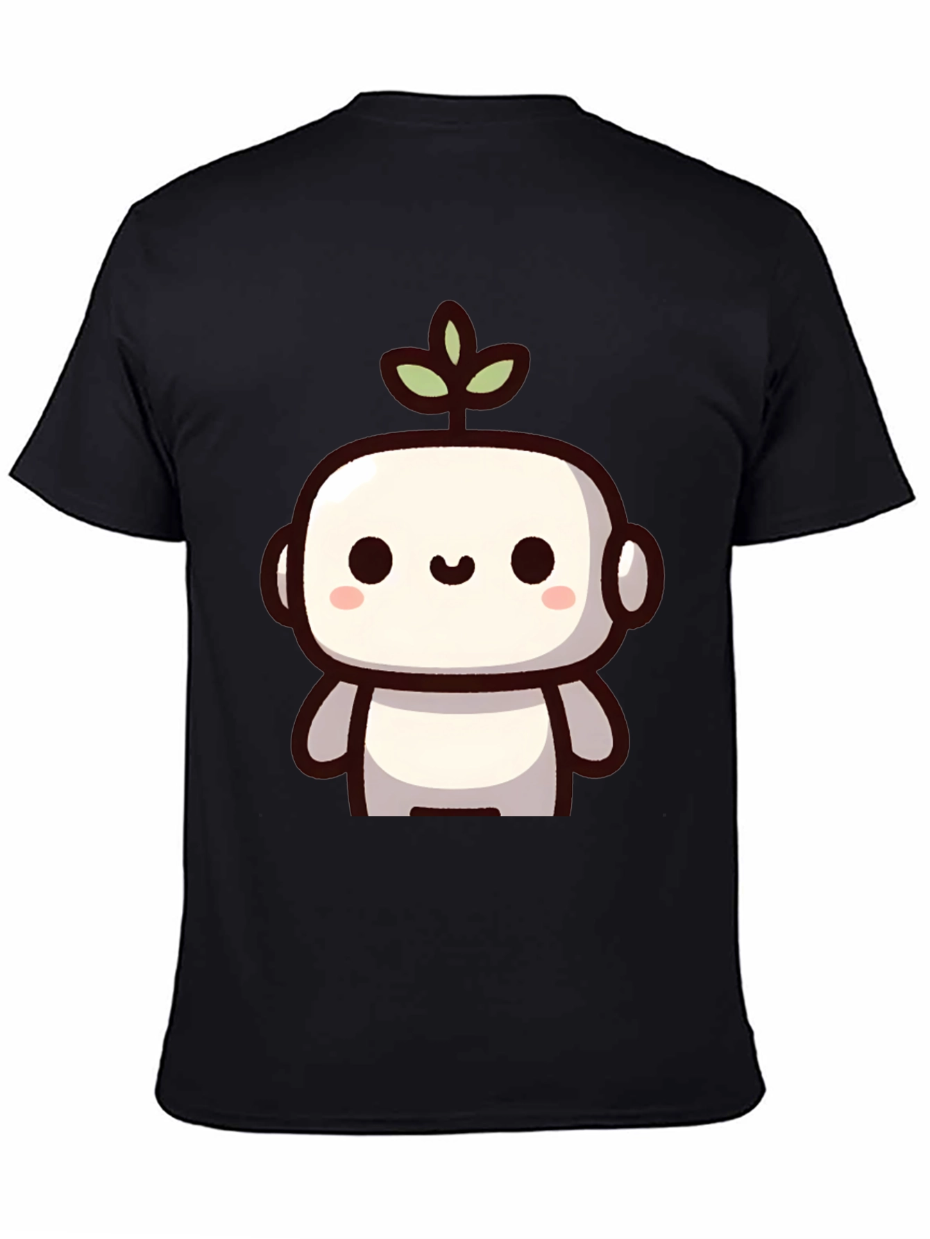 Black Cute Robot Plant Graphic T-Shirt view 4