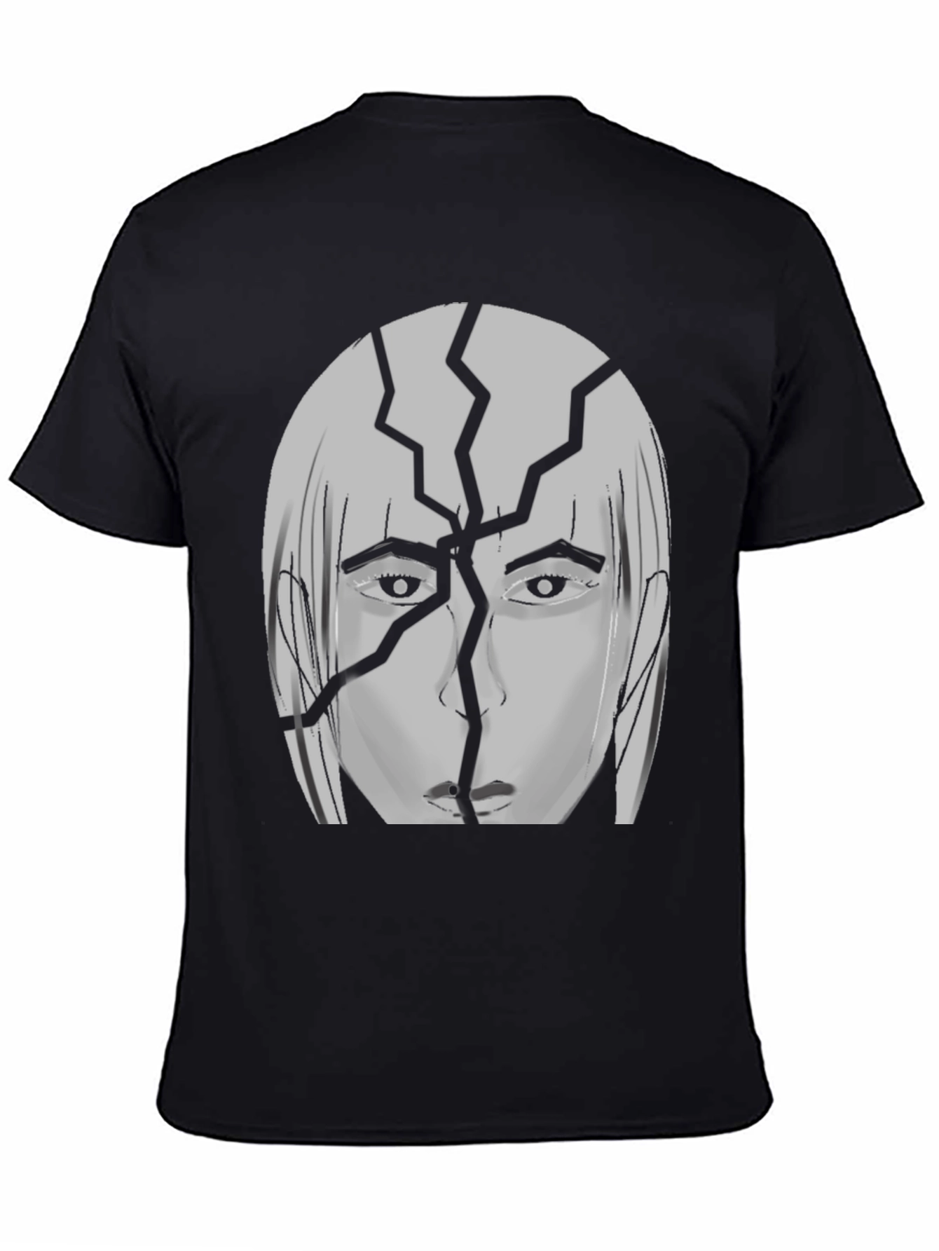 Black Cracked Head Graphic Print T-Shirt view 4