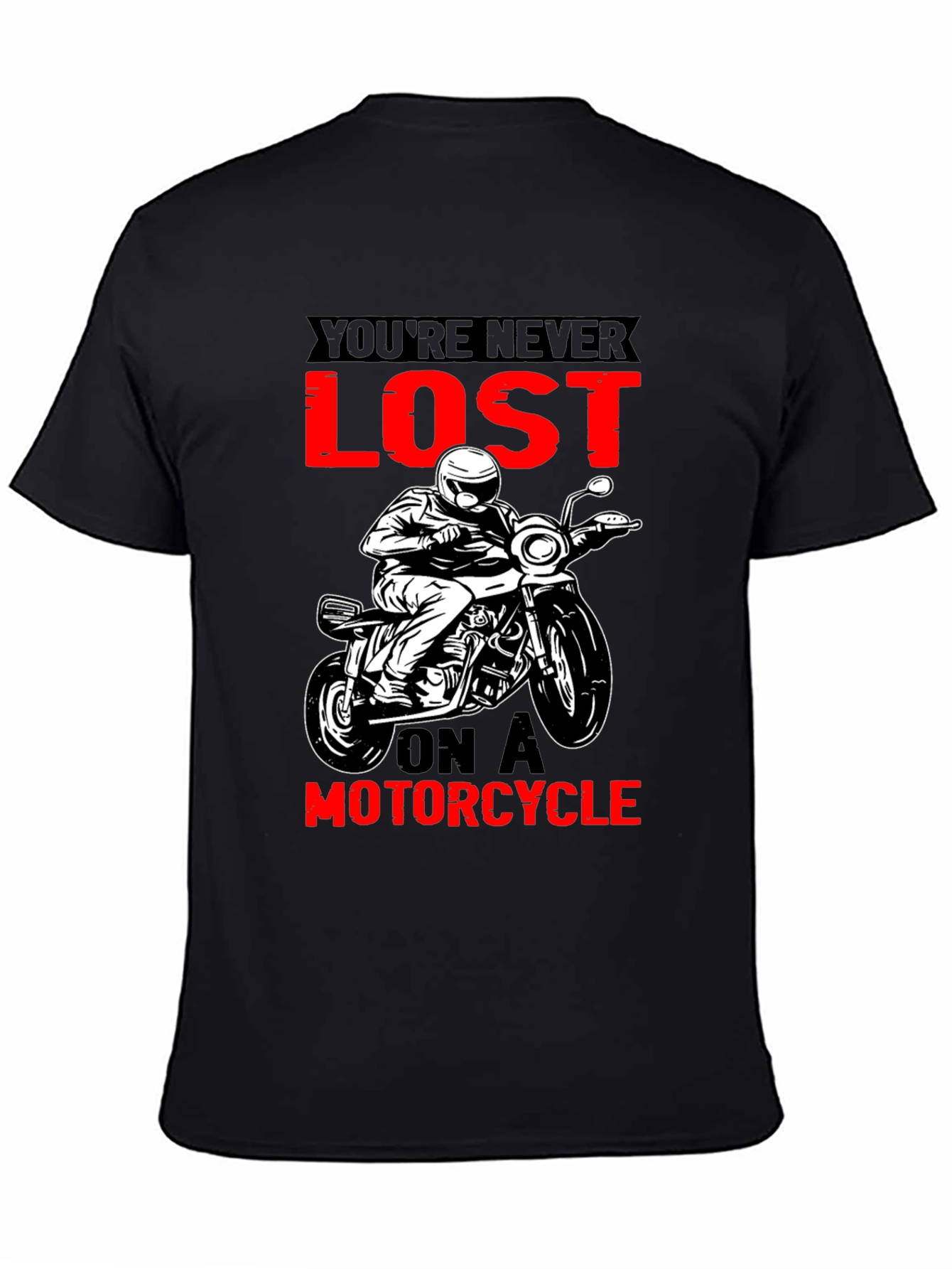 Black Motorcycle T-Shirt - You're Never Lost Design view 4
