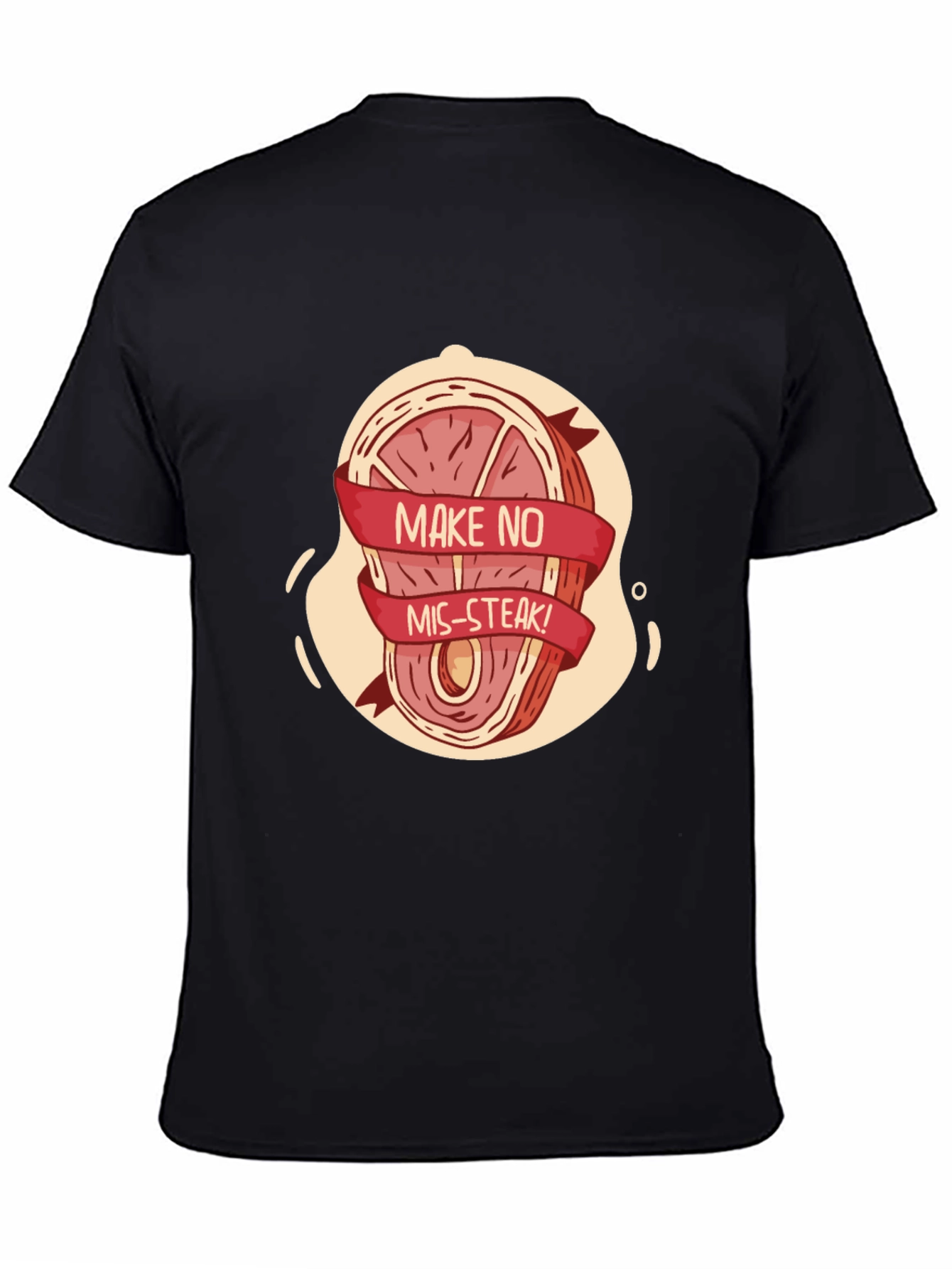 Black Humorous "Make No Mis-Steak" Graphic Tee view 4