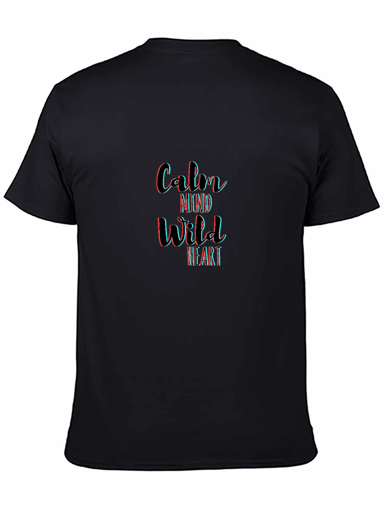 Black Calm Mind Wild Heart Graphic Tee - Black Cotton T-Shirt view 4