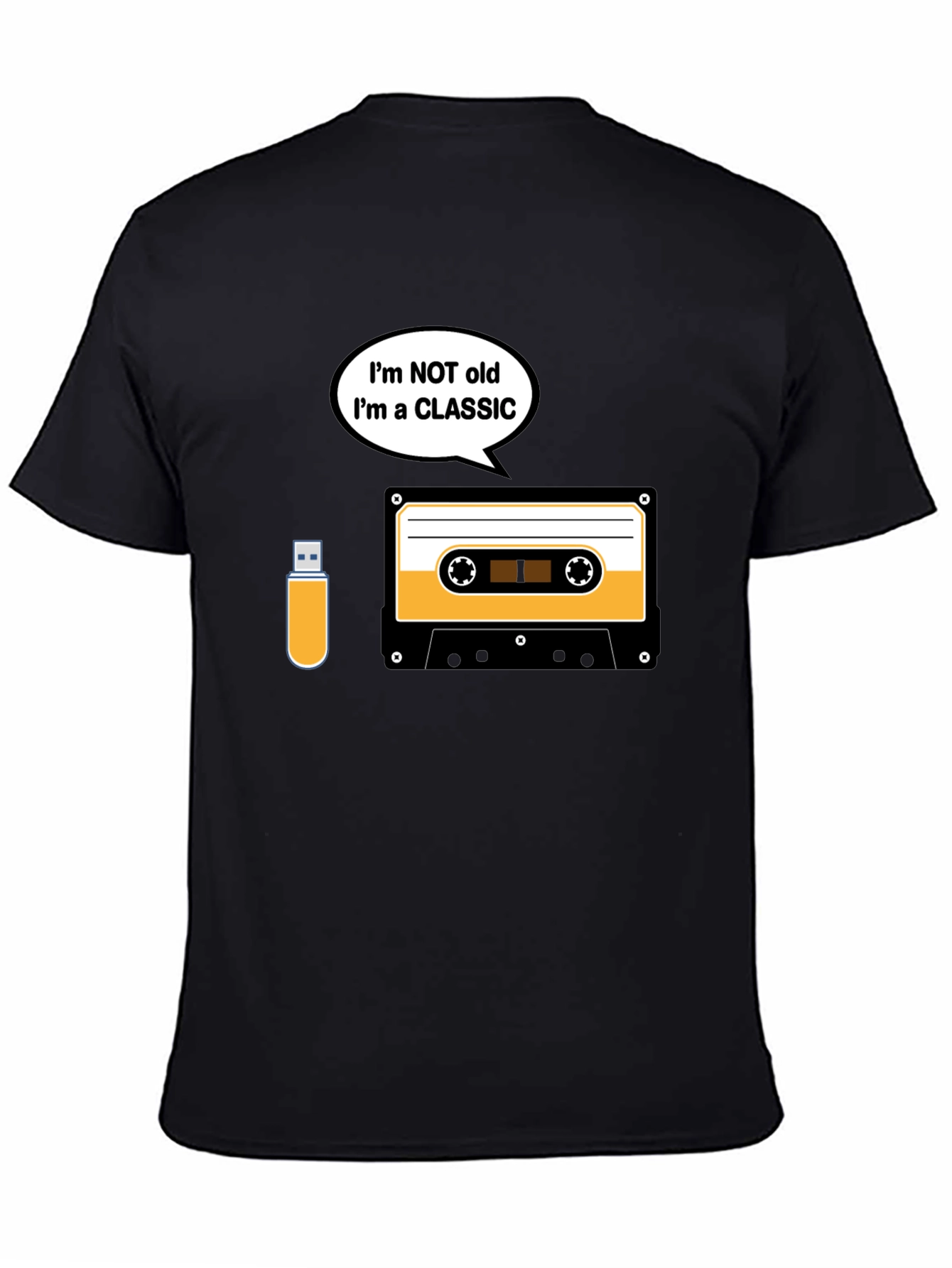 Black Classic Cassette Tape T-Shirt - Retro Music Lover Tee view 4