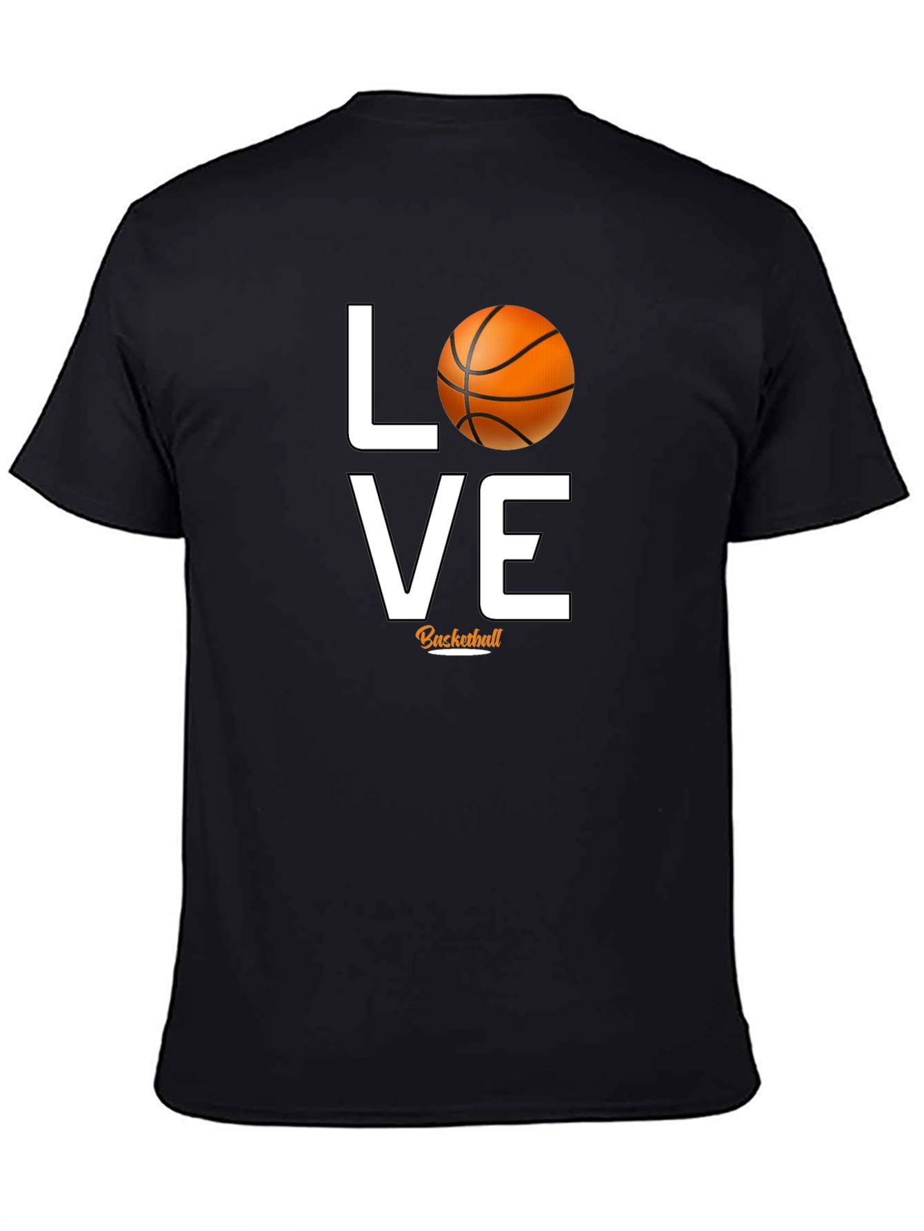 Black Love Basketball Graphic Tee - Black Cotton T-Shirt view 4