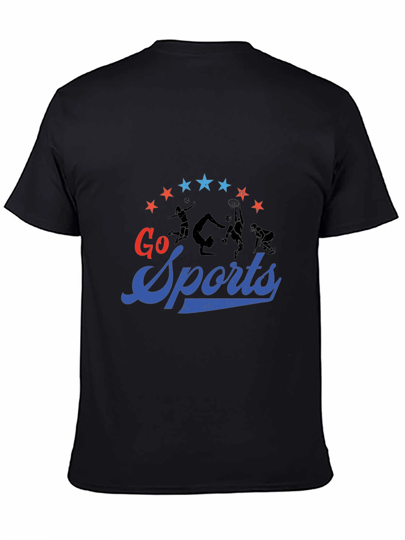 Black Go Sports Graphic Tee - Black Cotton T-Shirt view 4