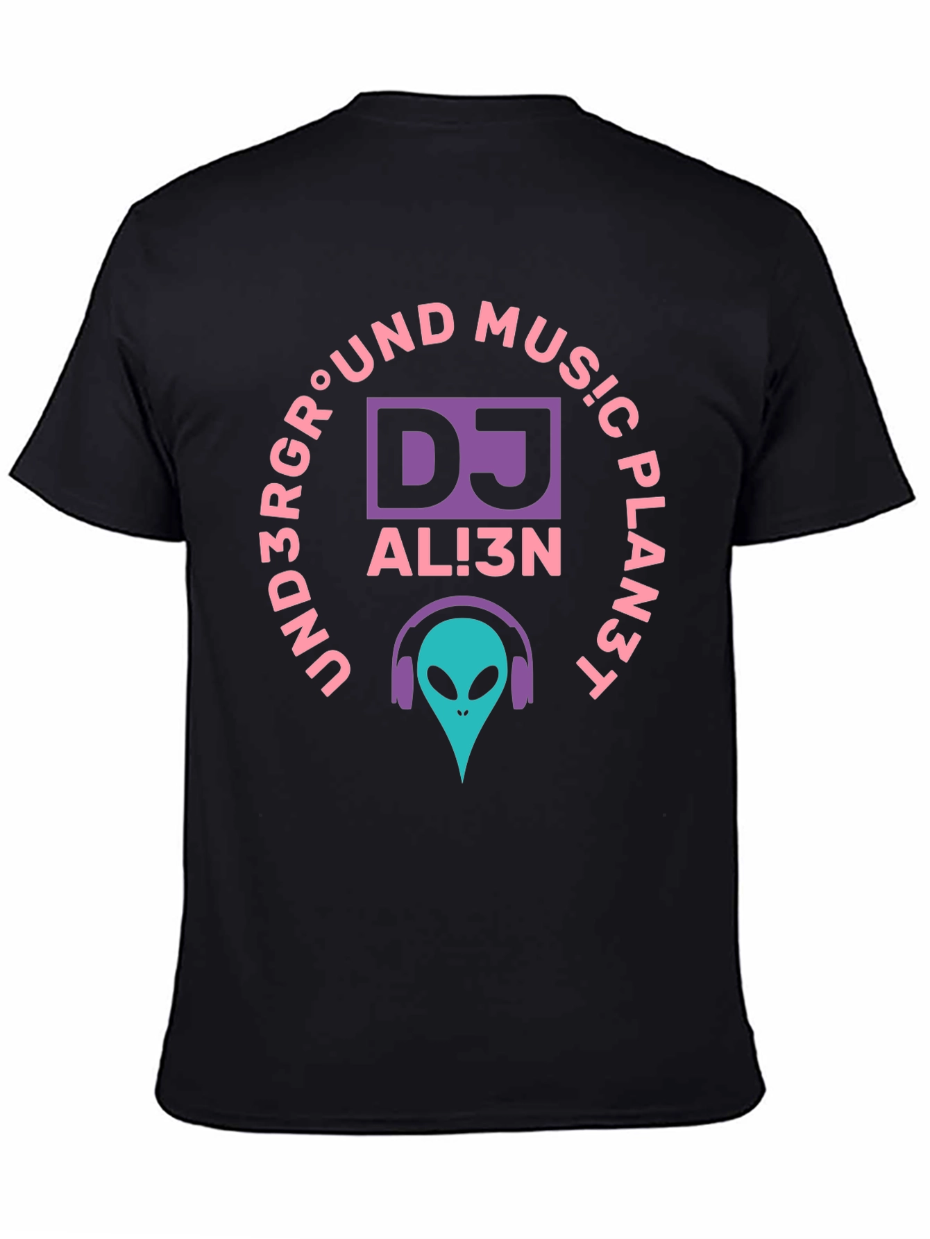 Black DJ Alien Music Graphic Tee - Underground Planet Design view 4