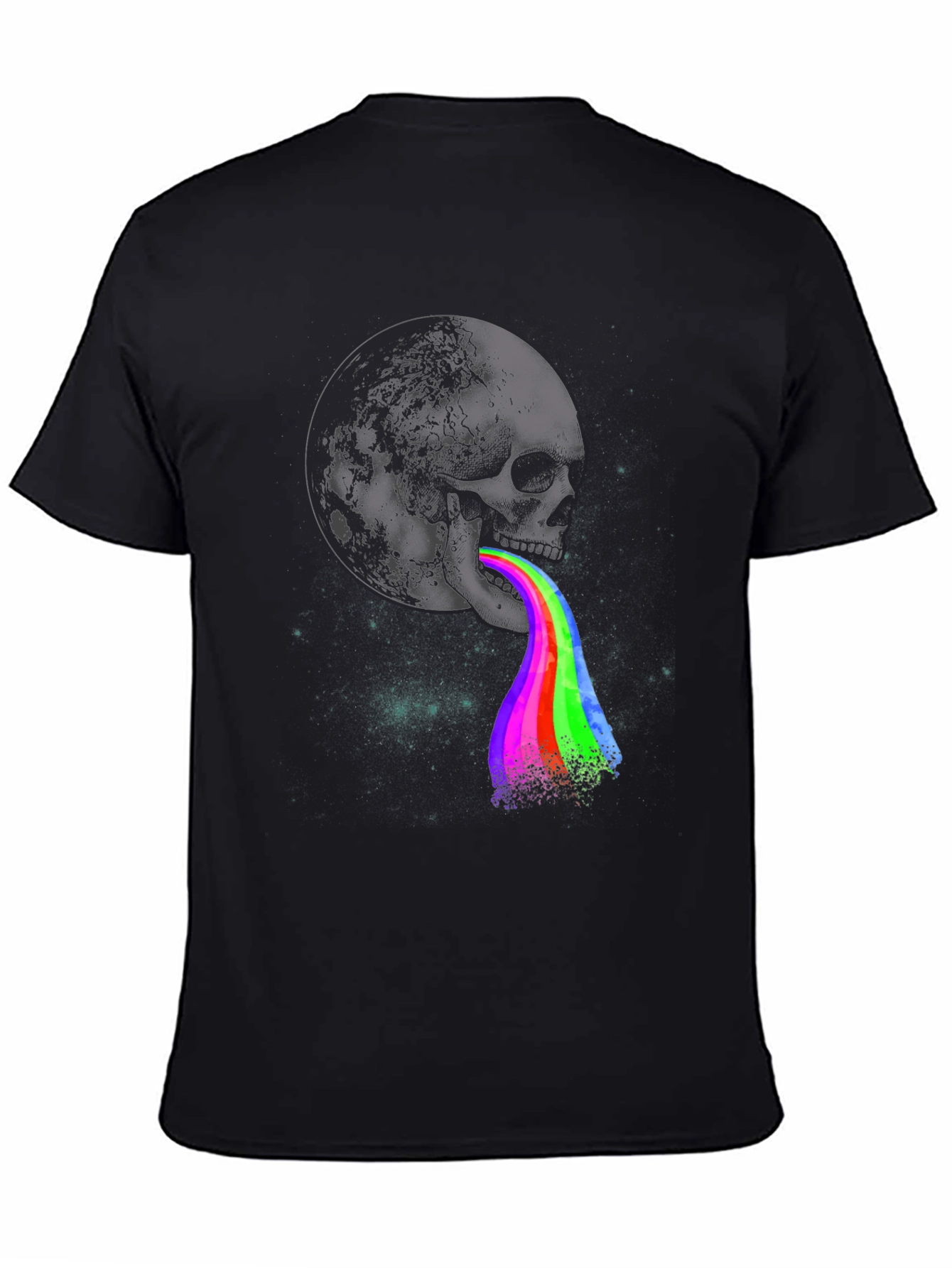 Black Skull Moon Rainbow Graphic Tee - Dark Style view 4