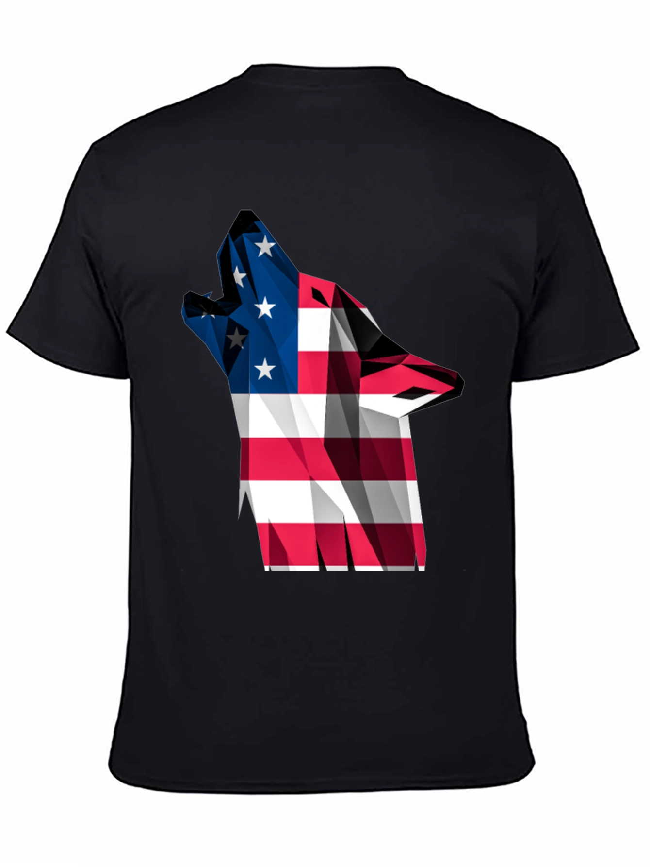 Black American Flag Wolf Graphic Tee view 4