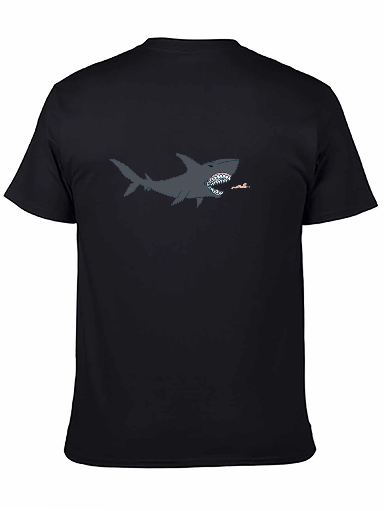 Black Shark Attack Graphic T-Shirt - Black, Cotton Blend view 4