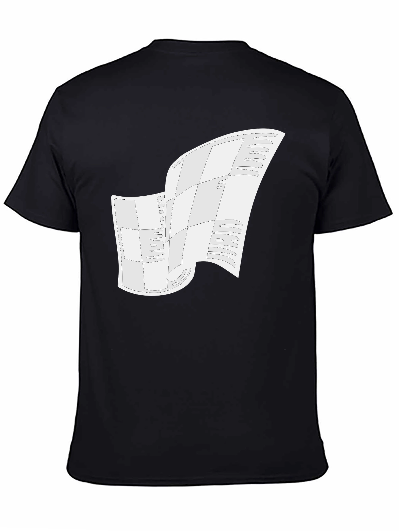 Black Modern Abstract Graphic Tee - Black Cotton Blend view 4