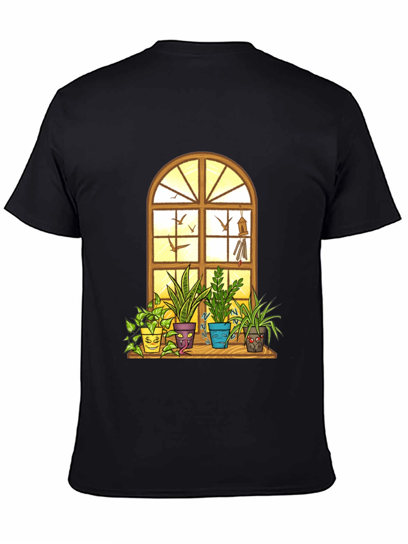 Black Men's Novelty Potted Plants Graphic T-Shirt view 4
