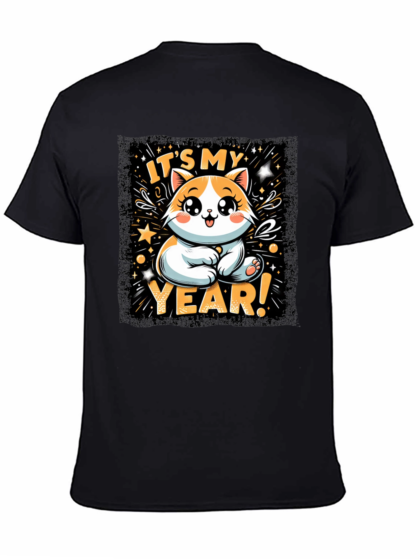 Black Cute Cat Year T-Shirt view 4