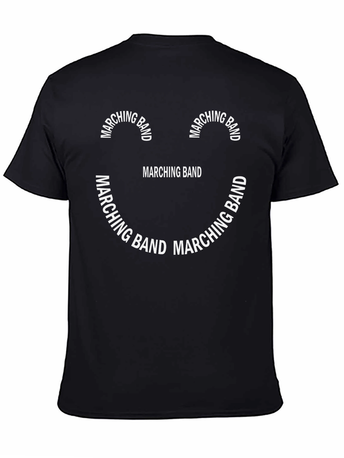 Black Marching Band Smiley Face Black T-Shirt view 4