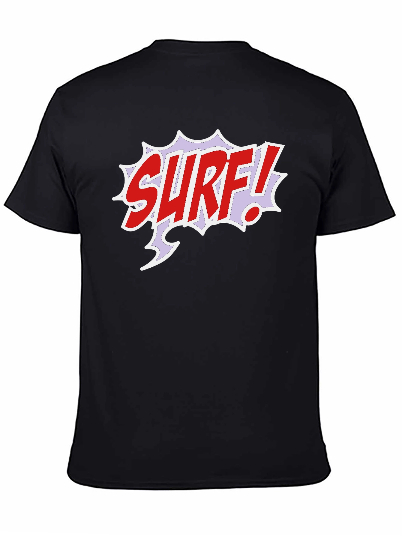 Black Surf Comic Style Black T-Shirt view 4