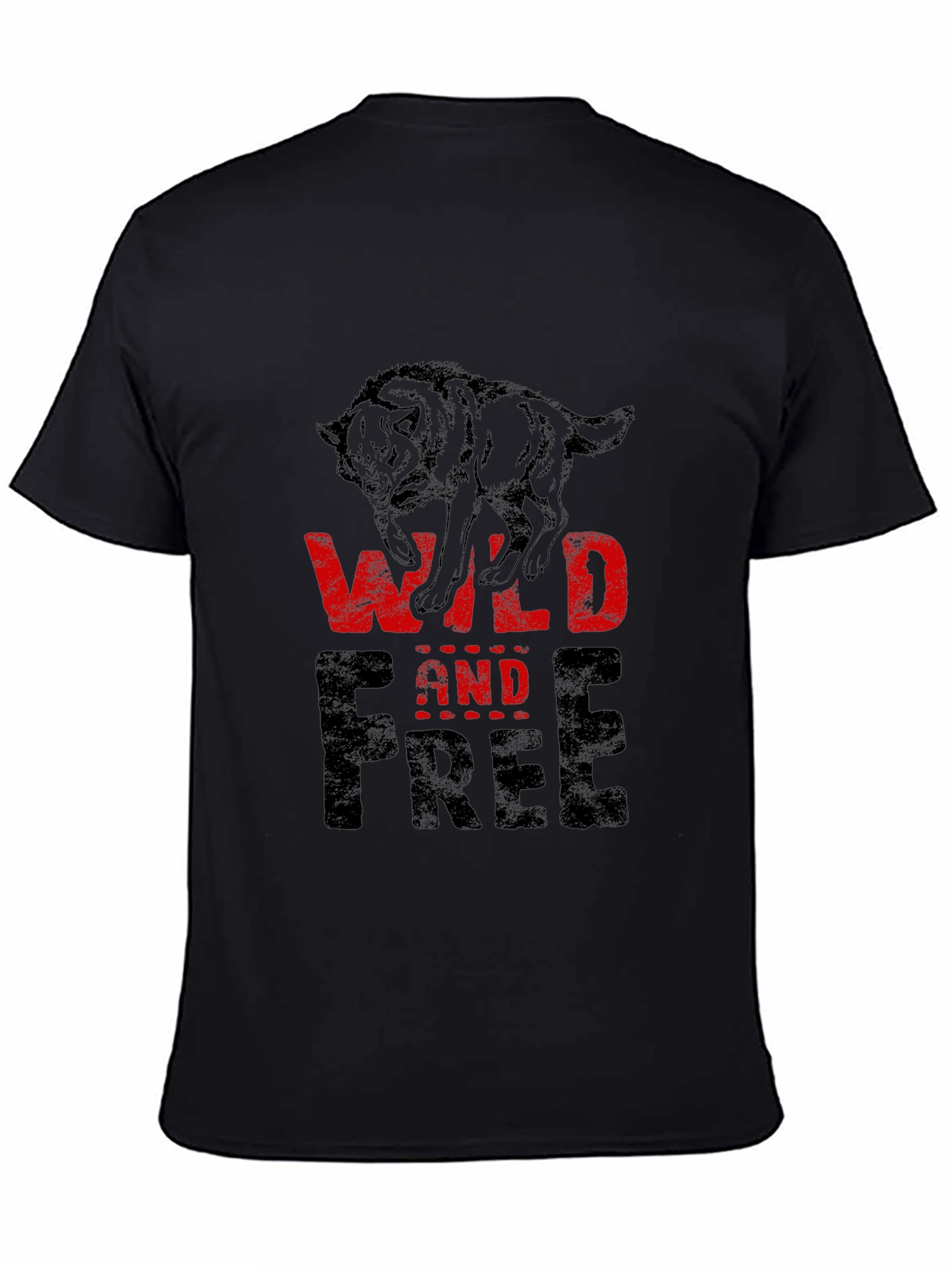Black Wild and Free Wolf Graphic T-Shirt view 4