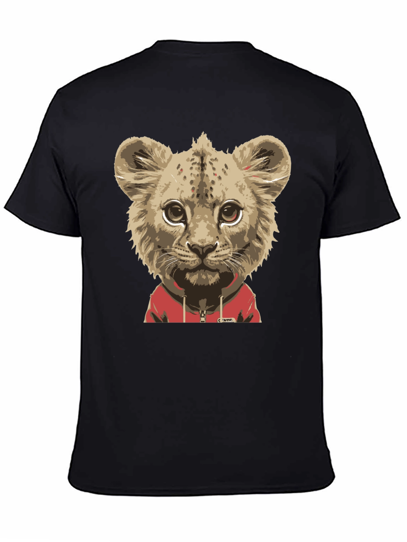 Black Lion Cub Hoodie T-Shirt - Cool Animal Tee view 4
