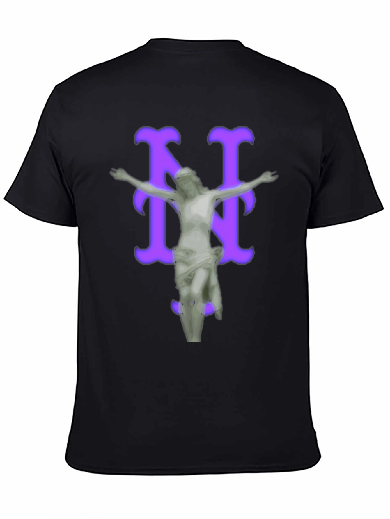 Black Artistic Graphic Tee - Statue Design view 4