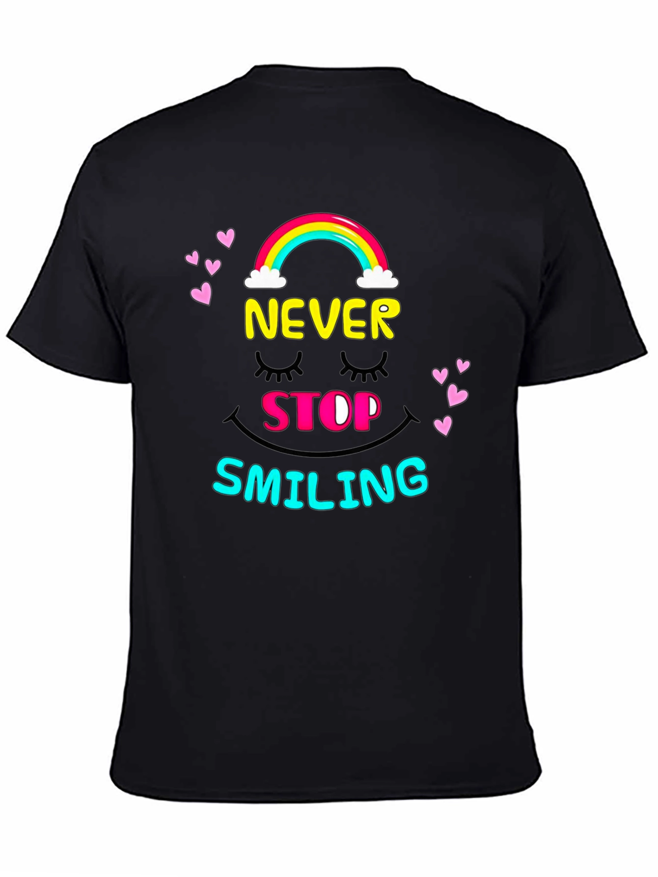 Black Never Stop Smiling Graphic Tee - Black view 4