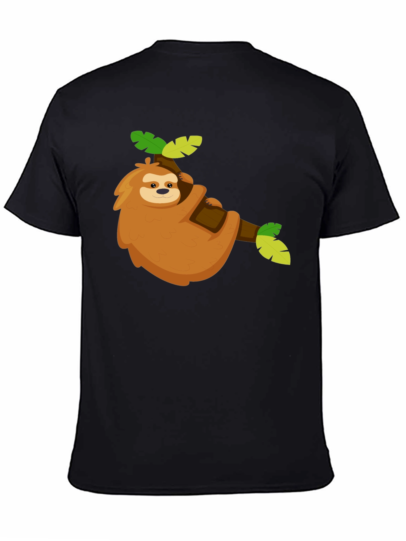 Black Cute Sloth Graphic Tee - Relaxed & Fun view 4
