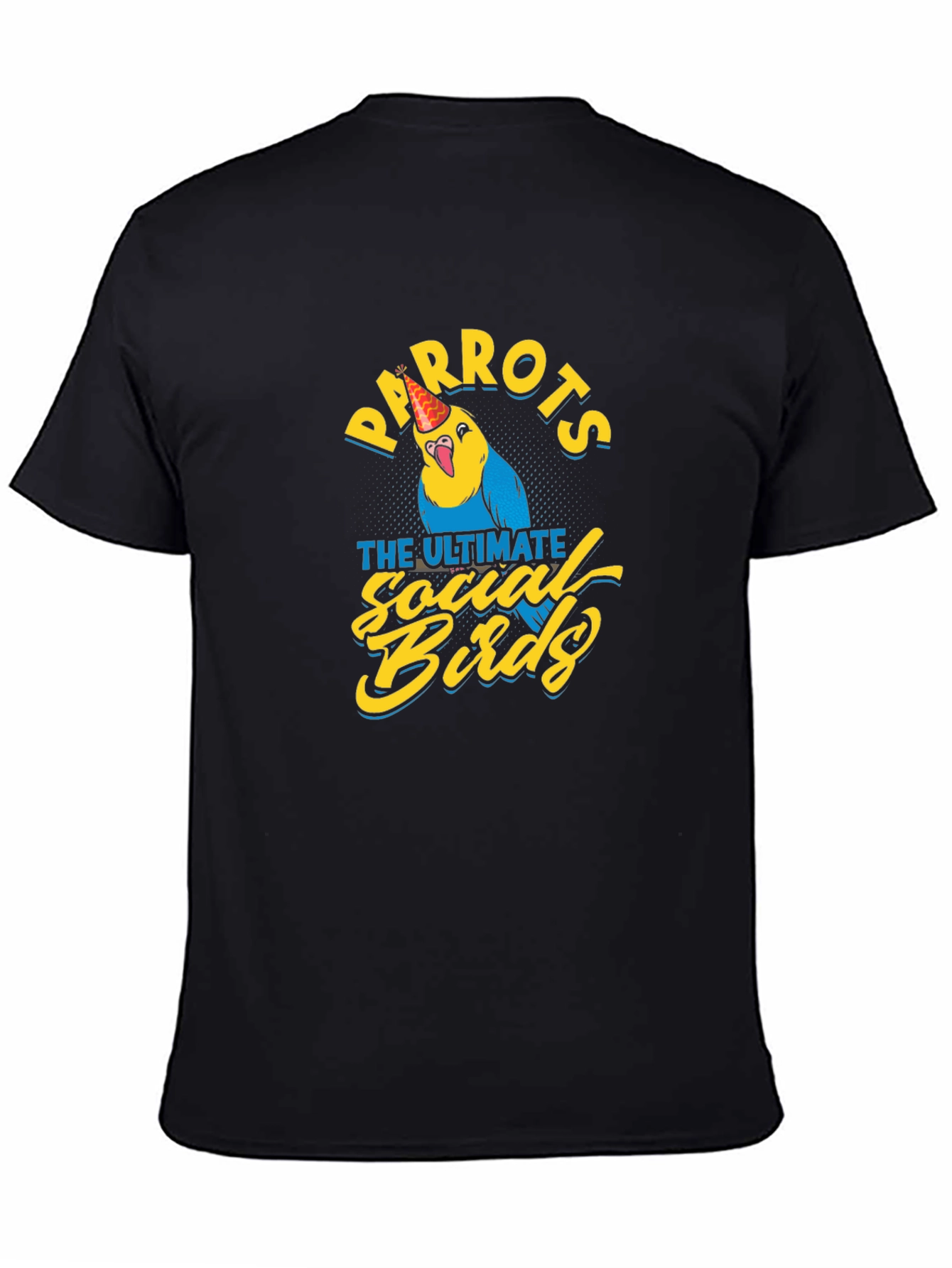 Black Parrots Social Birds Graphic Tee - Unisex Black T-Shirt view 4