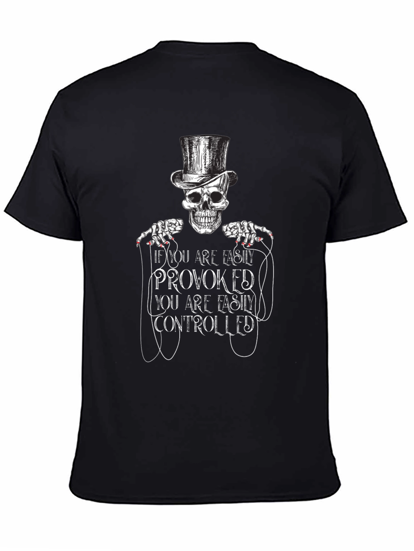 Black Provoked Controlled Skeleton Top Hat Graphic Tee - Black view 4