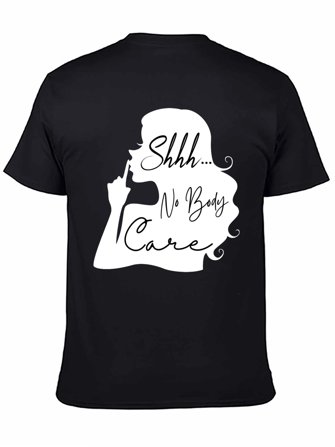 Black Shhh No Body Care Graphic Tee - Black Cotton T-Shirt view 4
