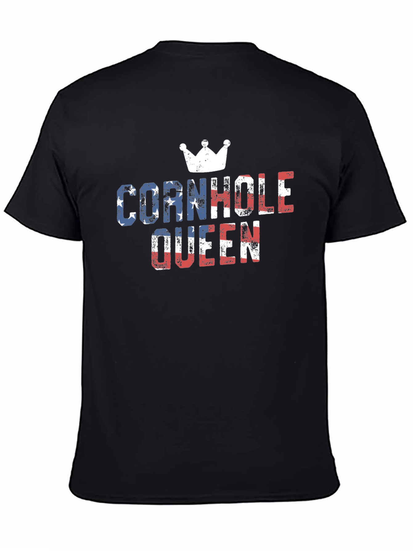 Black Cornhole Queen Patriotic T-Shirt view 4