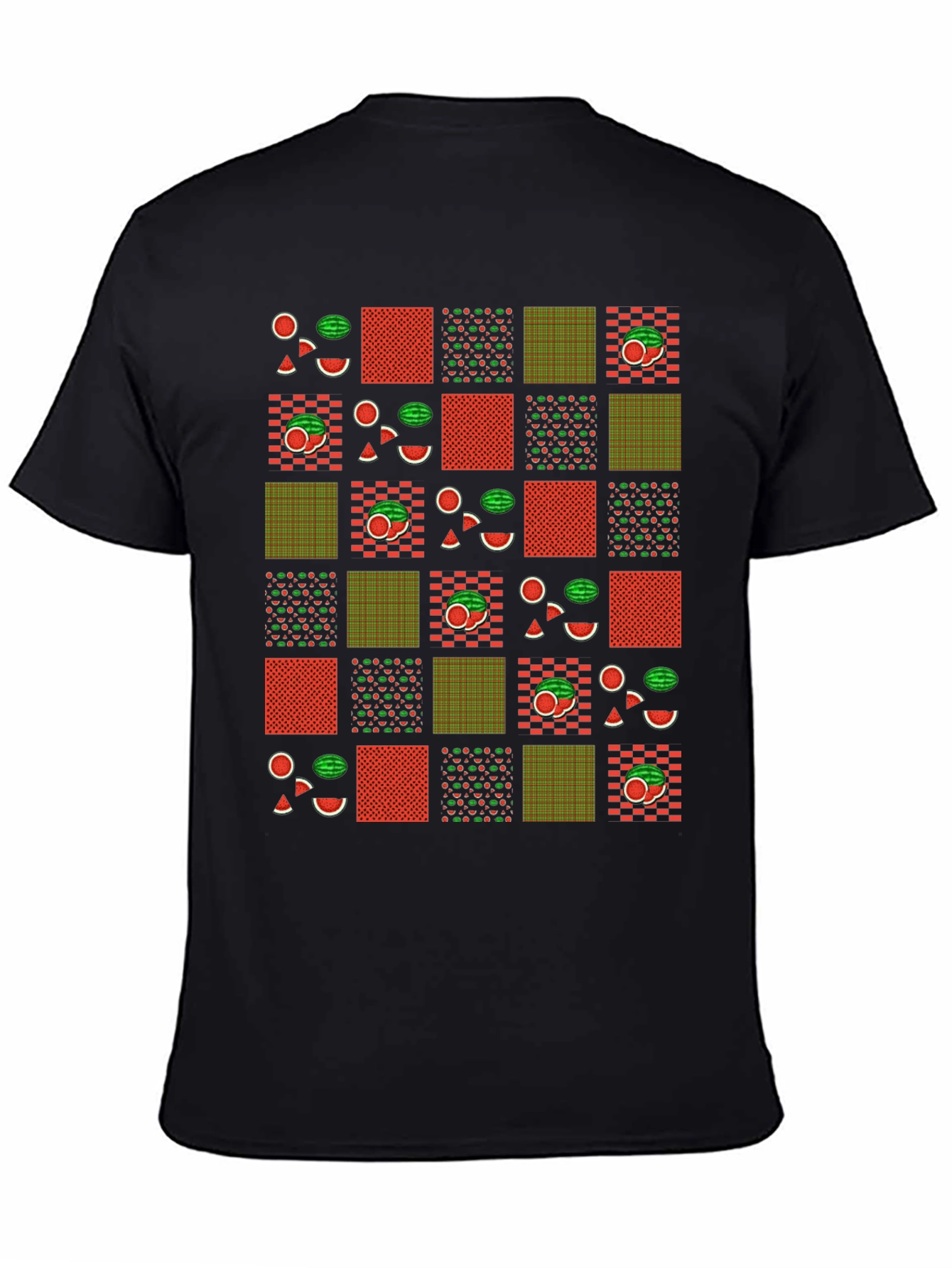 Black Fun Watermelon Patchwork Graphic Tee - Summer Style view 4