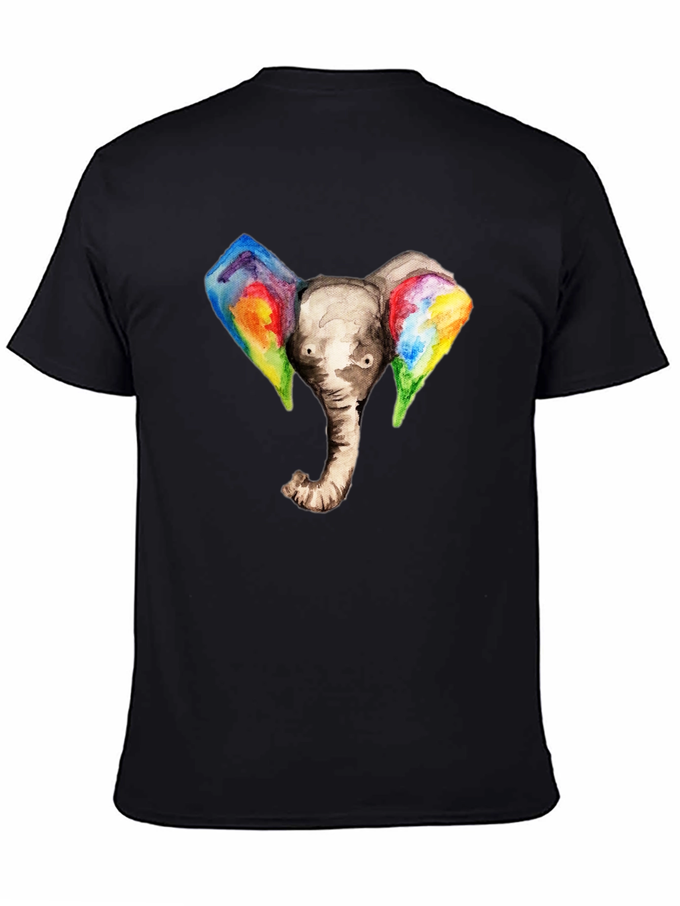Black Elephant Rainbow Ears Graphic T-Shirt view 4