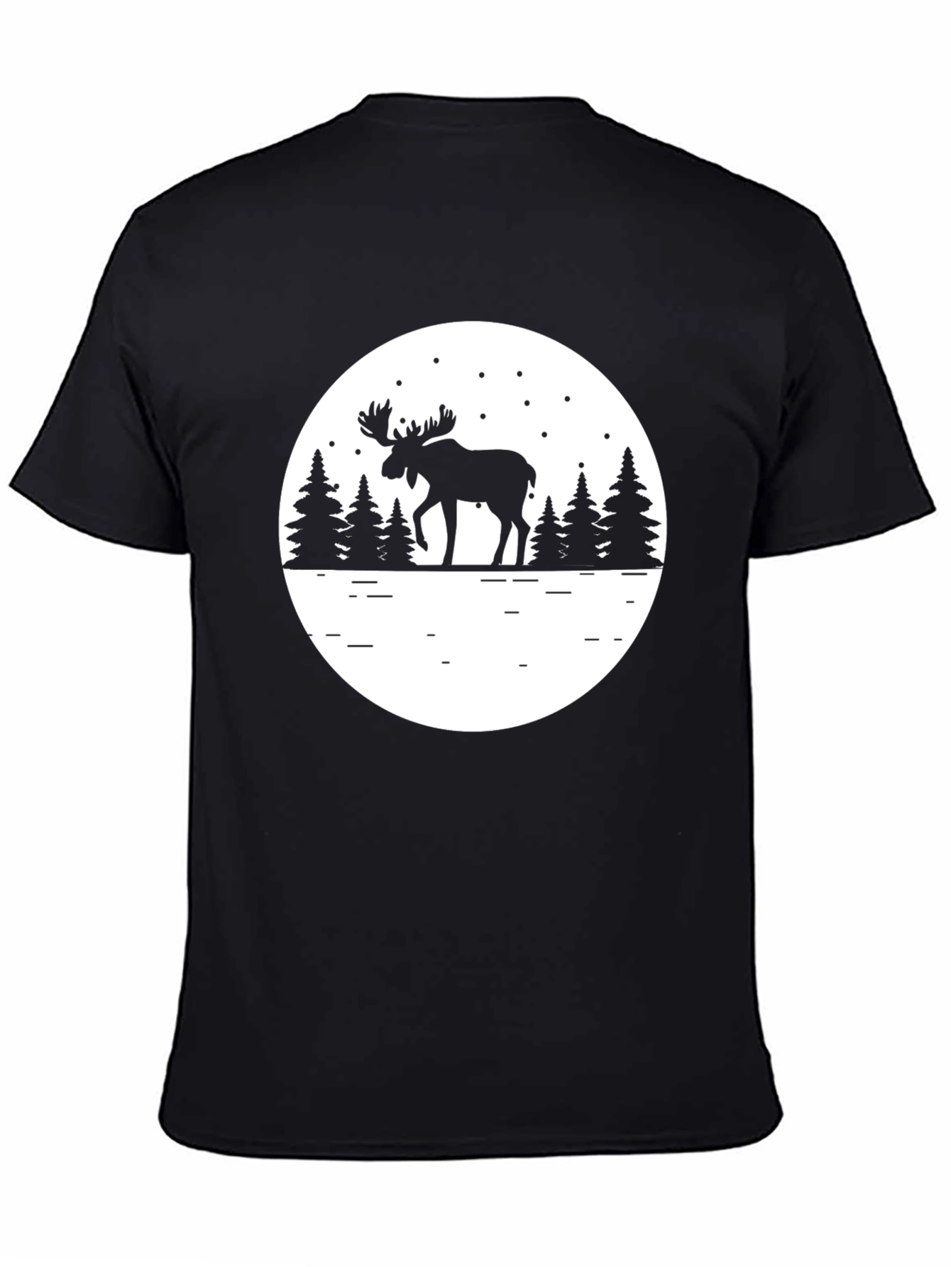 Black Moose Silhouette Graphic Tee - Black view 4