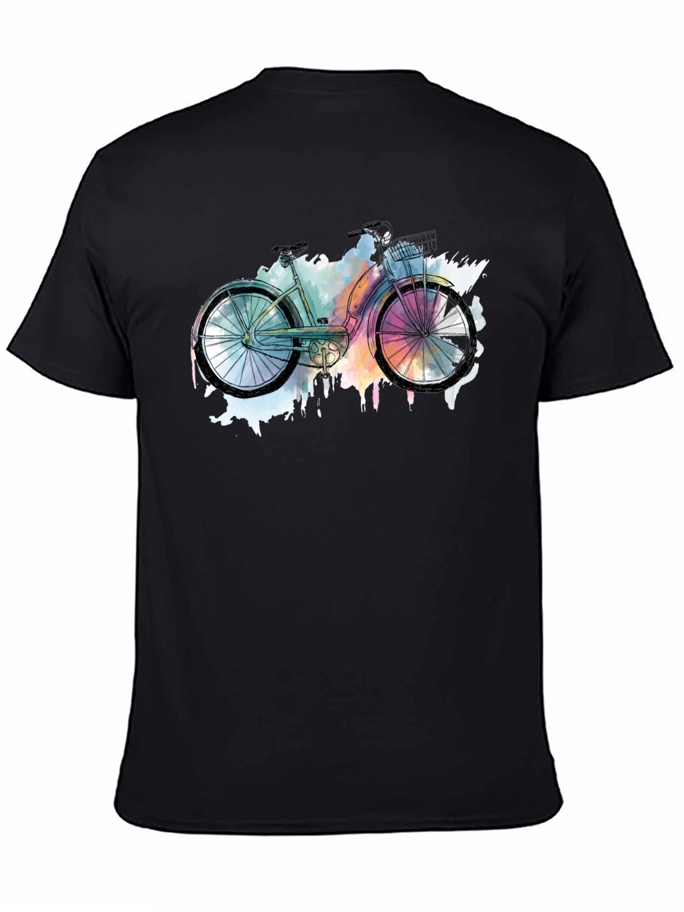 Black Watercolor Bicycle Graphic T-Shirt - Black view 4