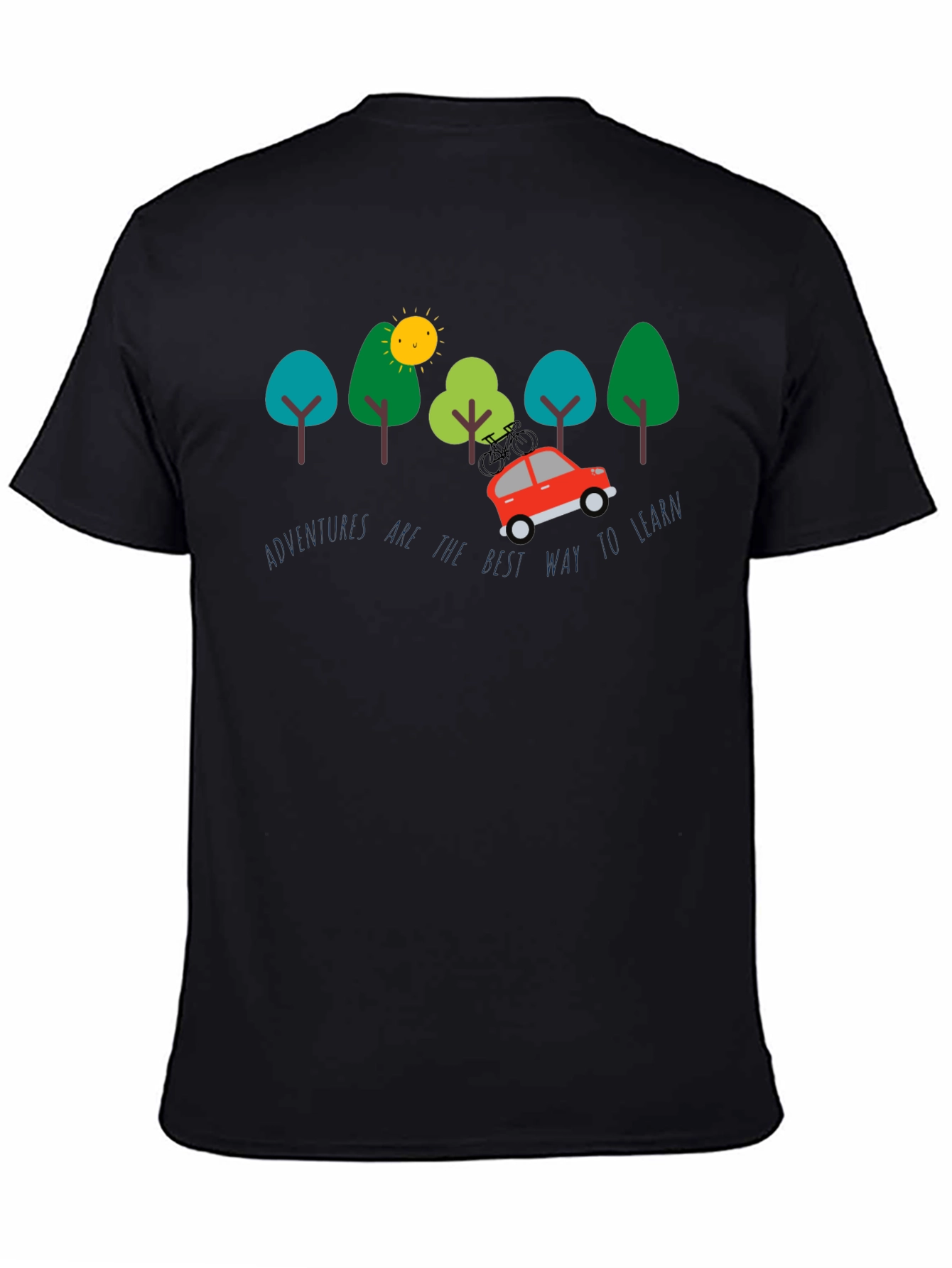 Black Adventure Awaits T-Shirt - Learn Through Travel view 4