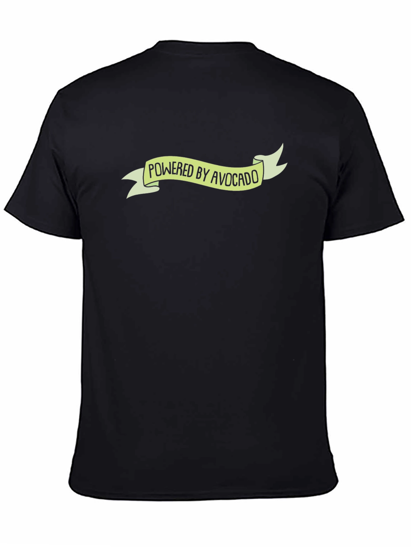 Black Powered by Avocado T-Shirt - Black, Graphic Tee view 4
