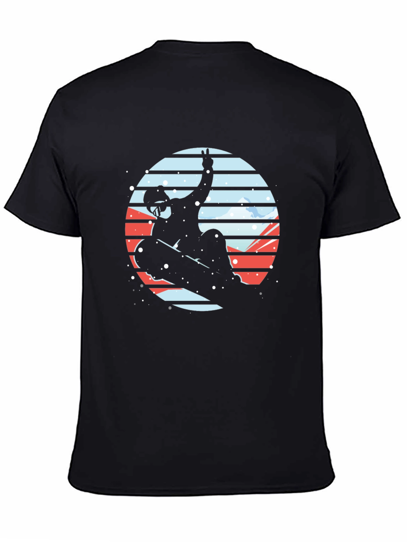 Black Snowboarder Silhouette Graphic Tee - Stylish & Unique Design view 4