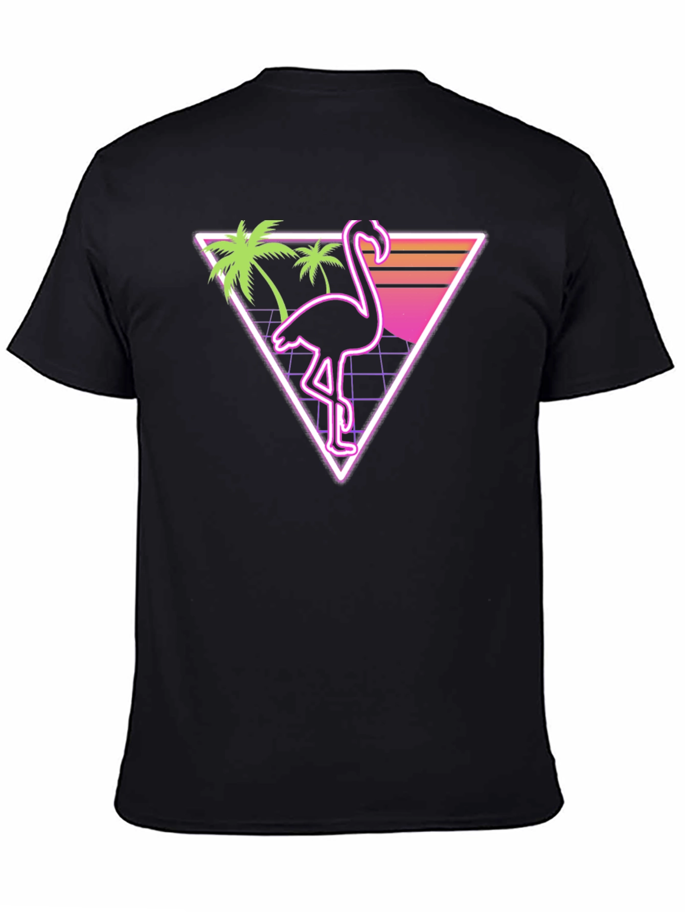 Black Retro Flamingo T-Shirt - Vaporwave Style view 4