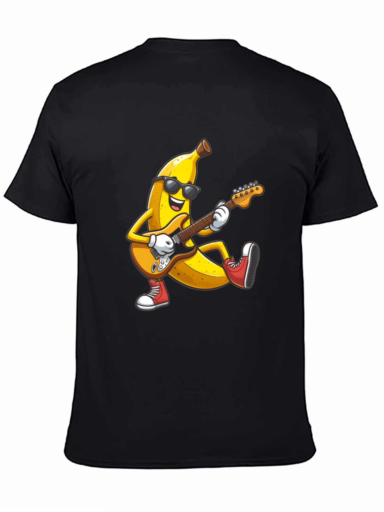 Black Banana Rocker T-Shirt - Cool Fruit Guitarist Tee view 4