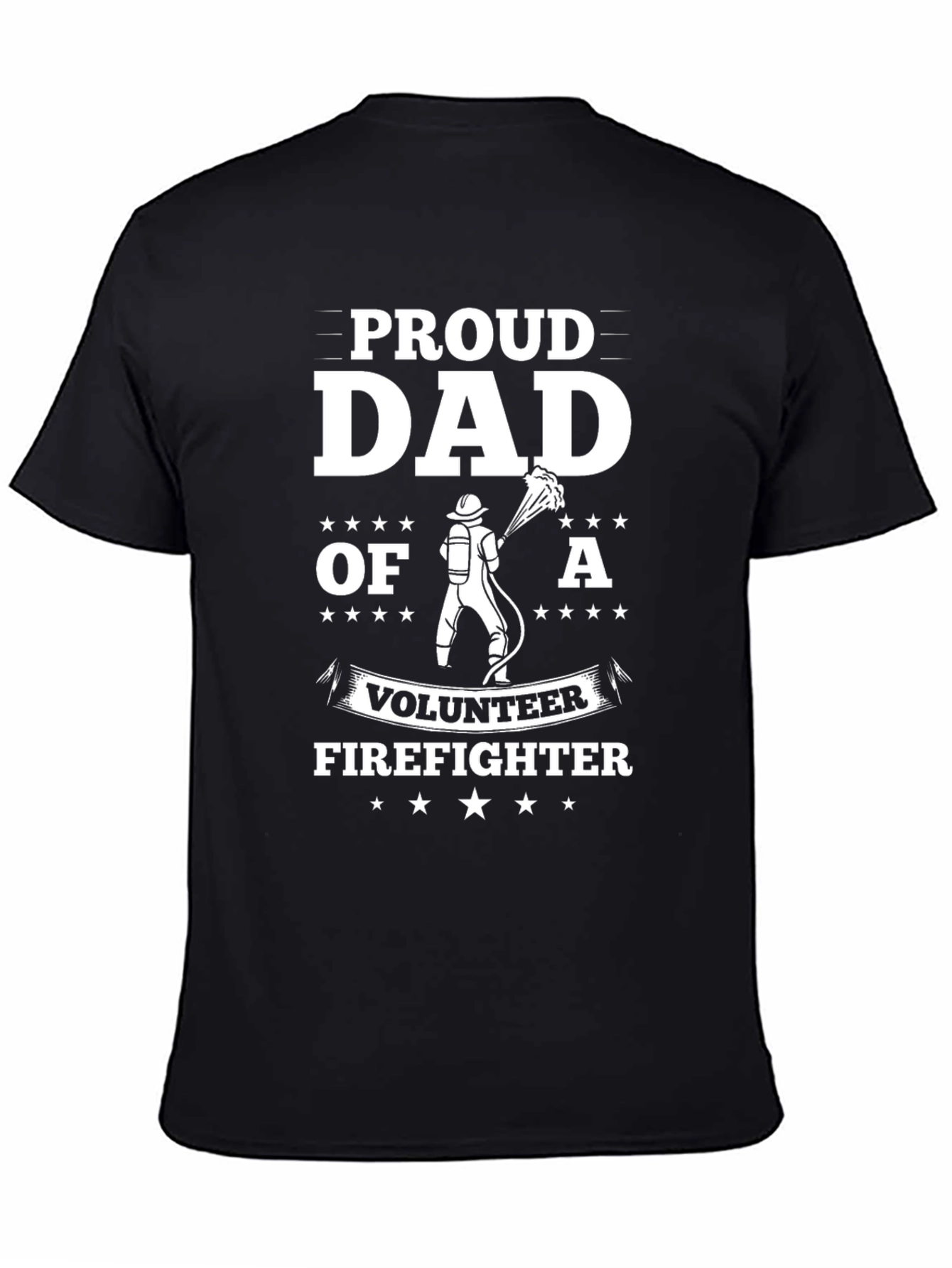 Black Proud Dad of a Volunteer Firefighter T-Shirt view 4