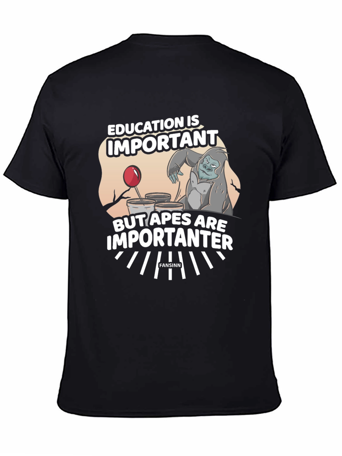 Black Education vs Apes Graphic T-Shirt view 4