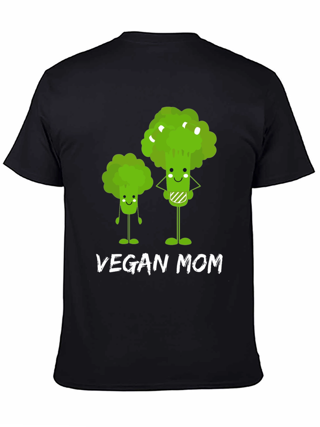 Black Vegan Mom T-Shirt - Cute Broccoli Design view 4