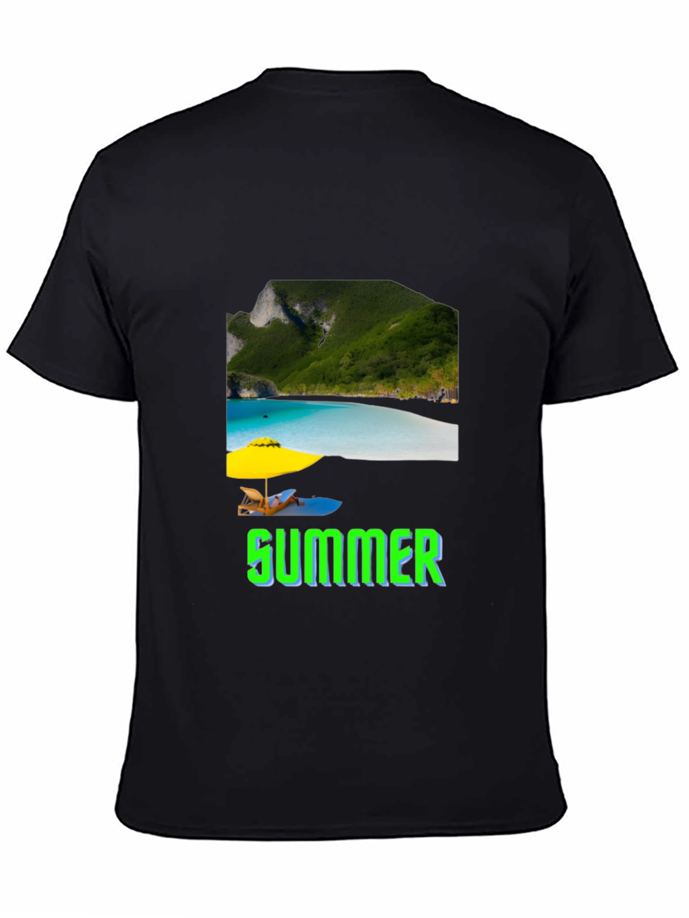 Black Summer Beach Graphic T-Shirt view 4