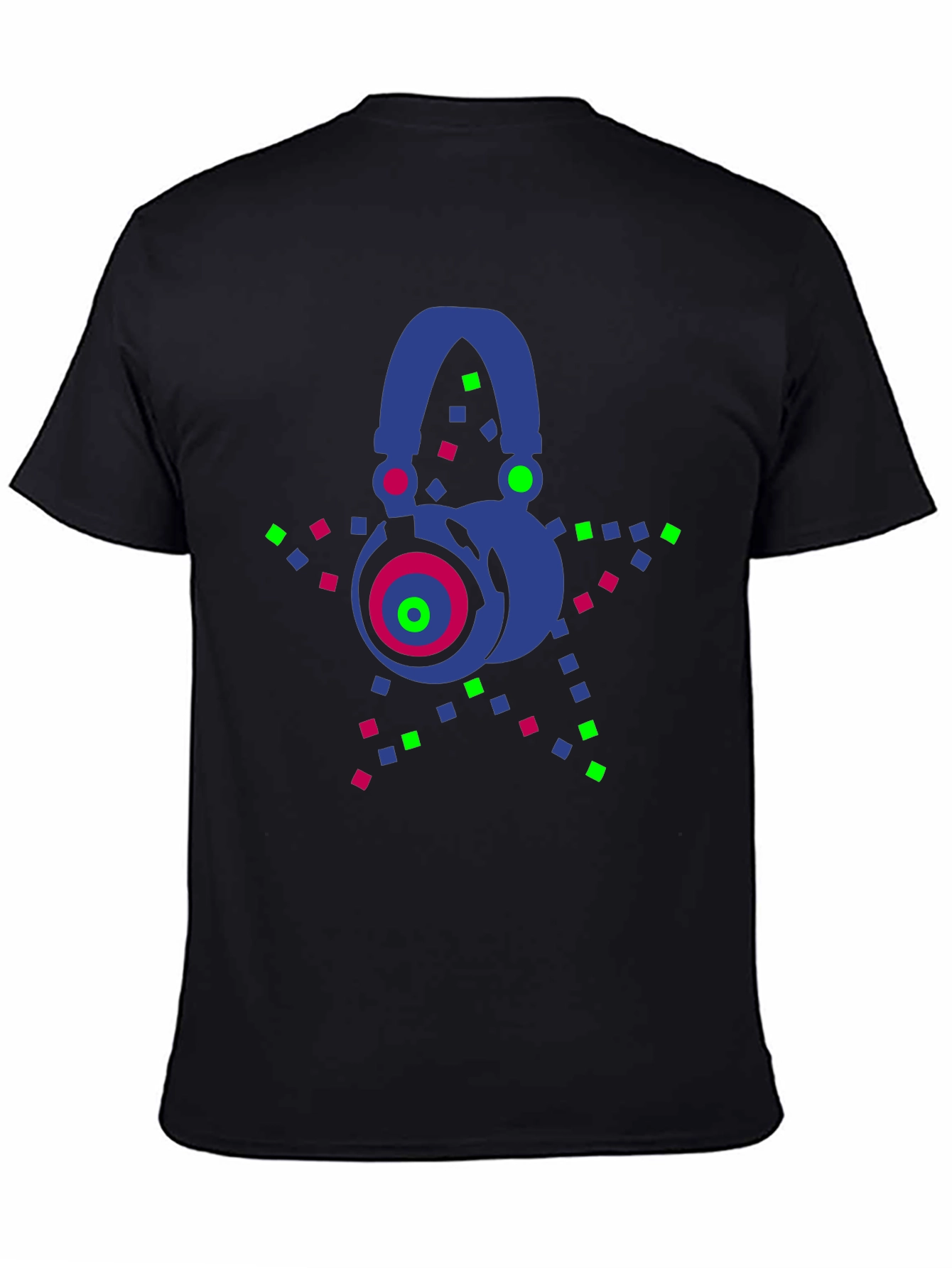 Black Neon Headphones Graphic Tee view 4