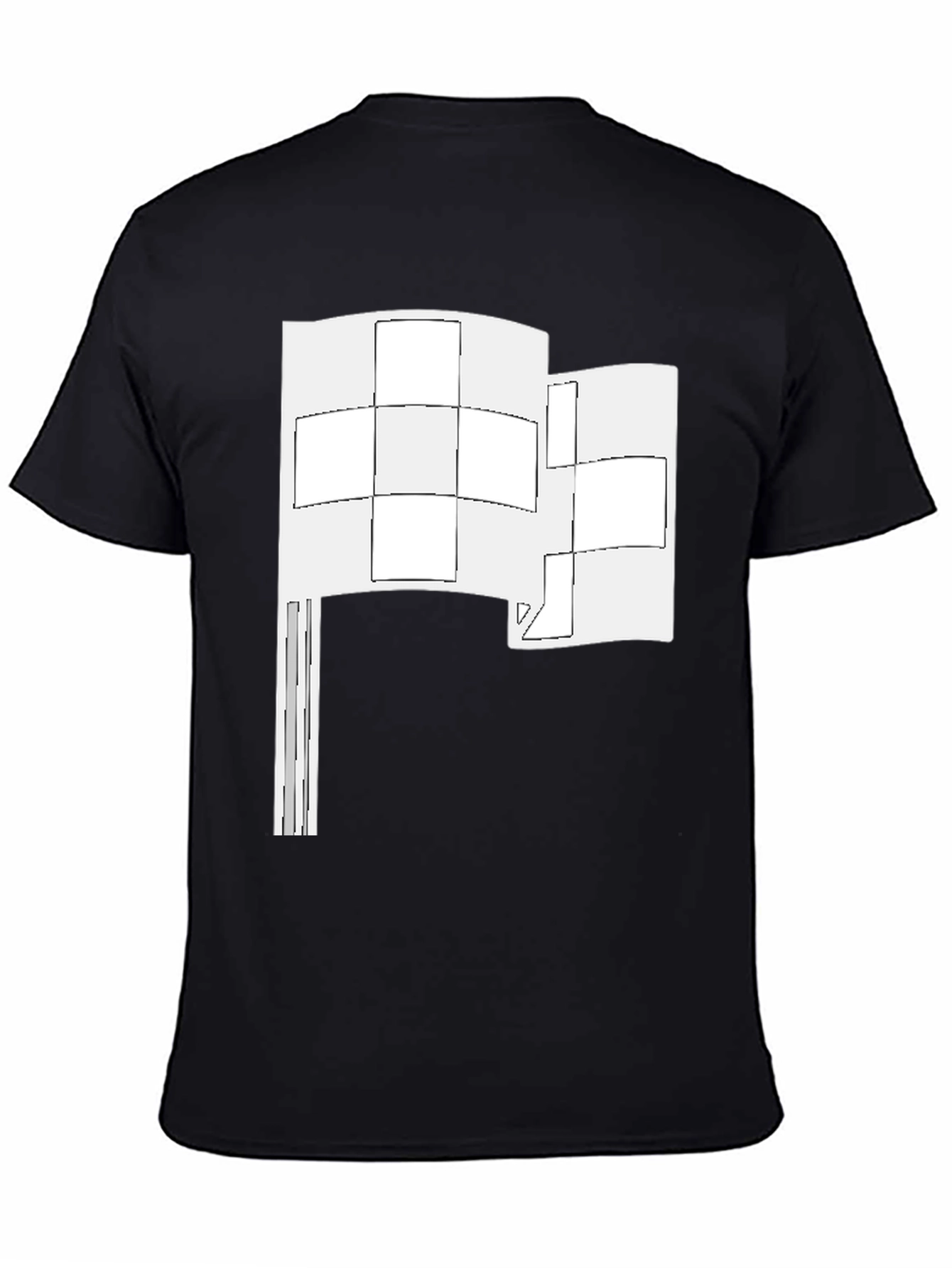 Black Abstract Flag Graphic Tee - Black Cotton Shirt view 4
