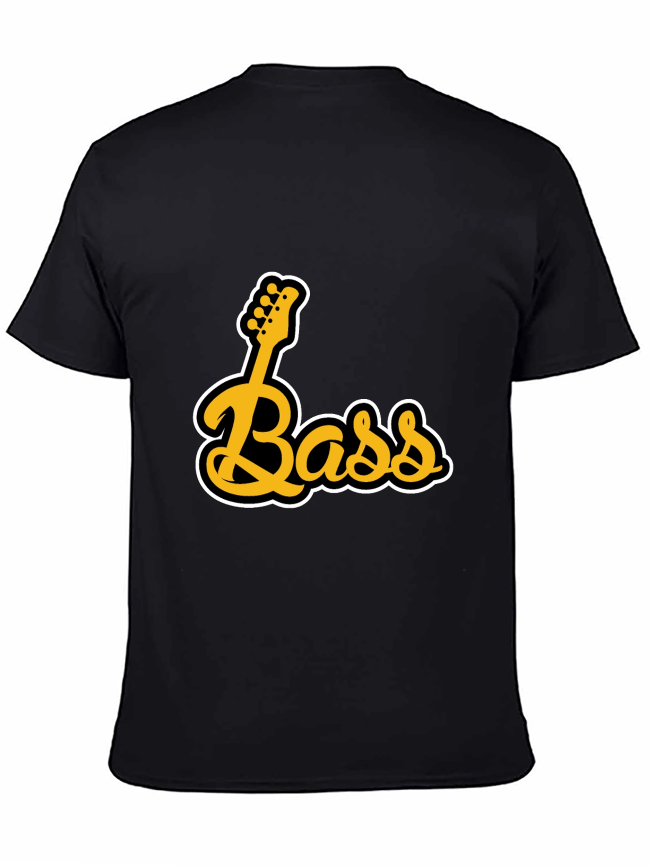 Black Bass Guitar Black Graphic T-Shirt view 4