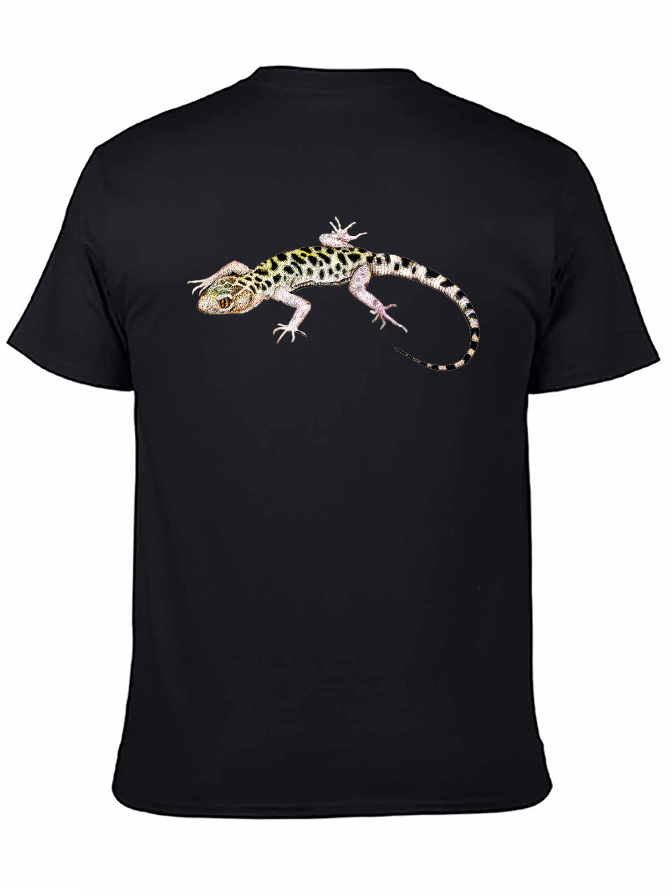 Black Gecko Print Men's Black T-Shirt view 4