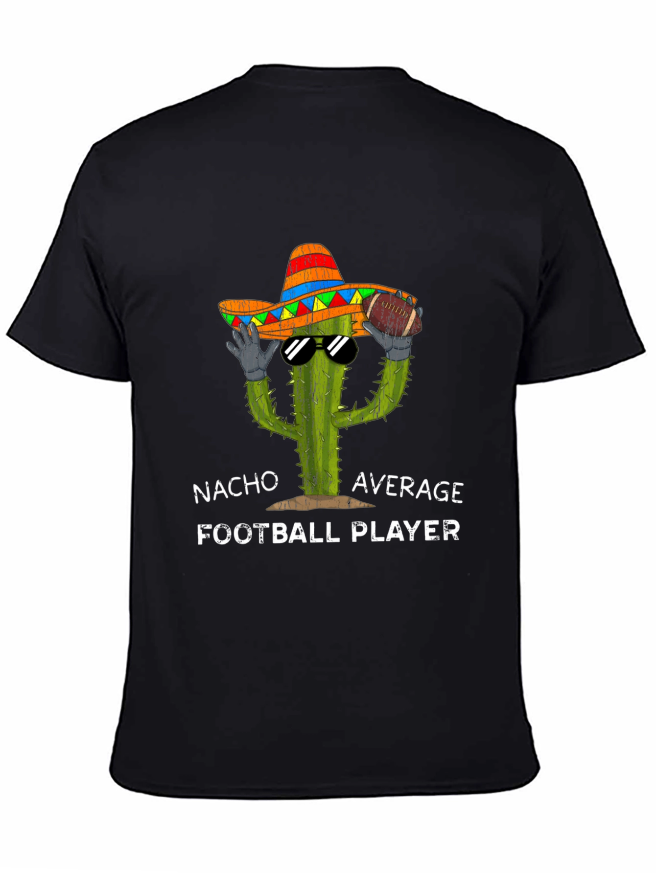 Black Nacho Average Football Player T-Shirt view 4