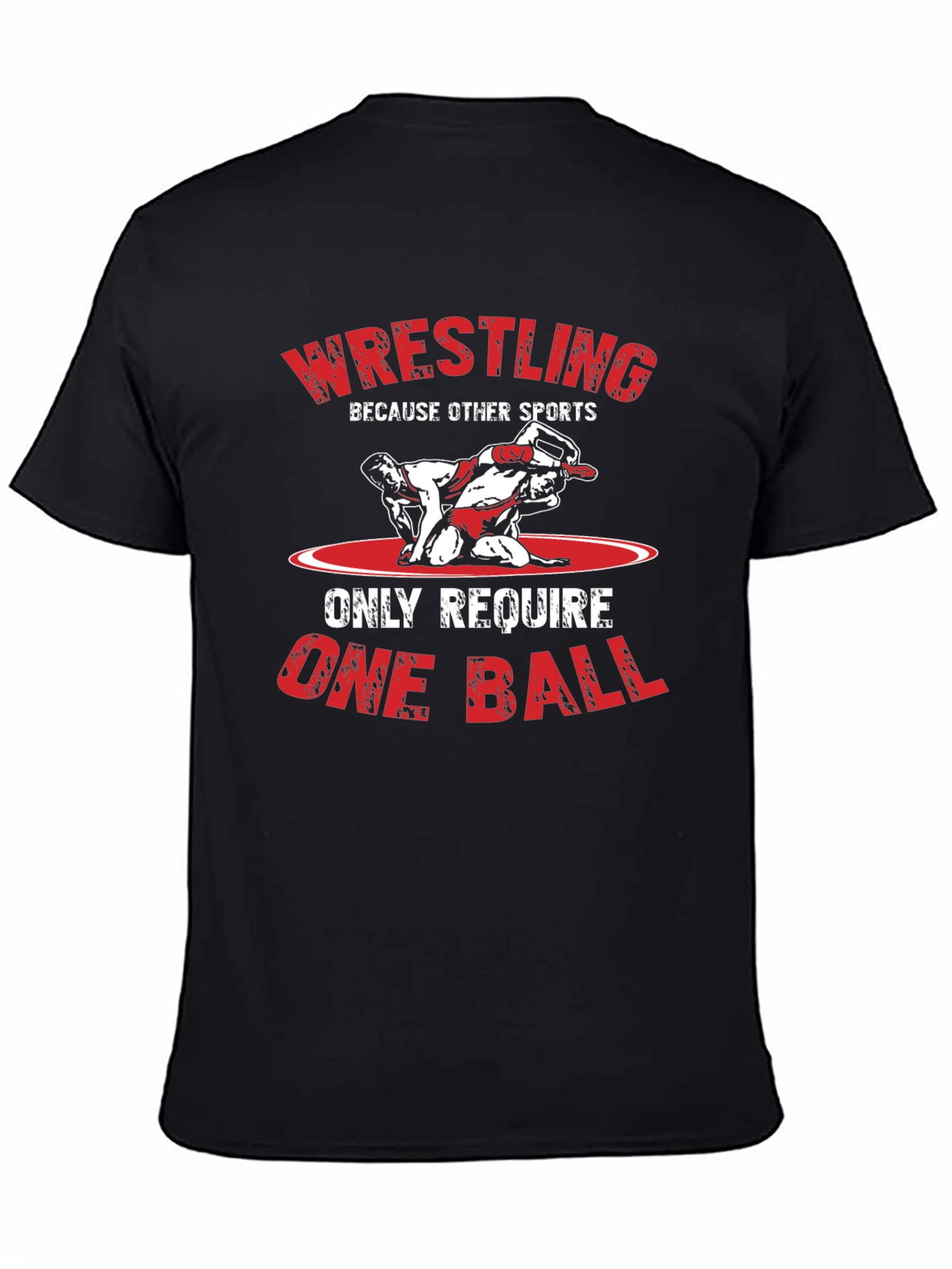 Black Wrestling Humor Graphic Tee - Only One Ball view 4