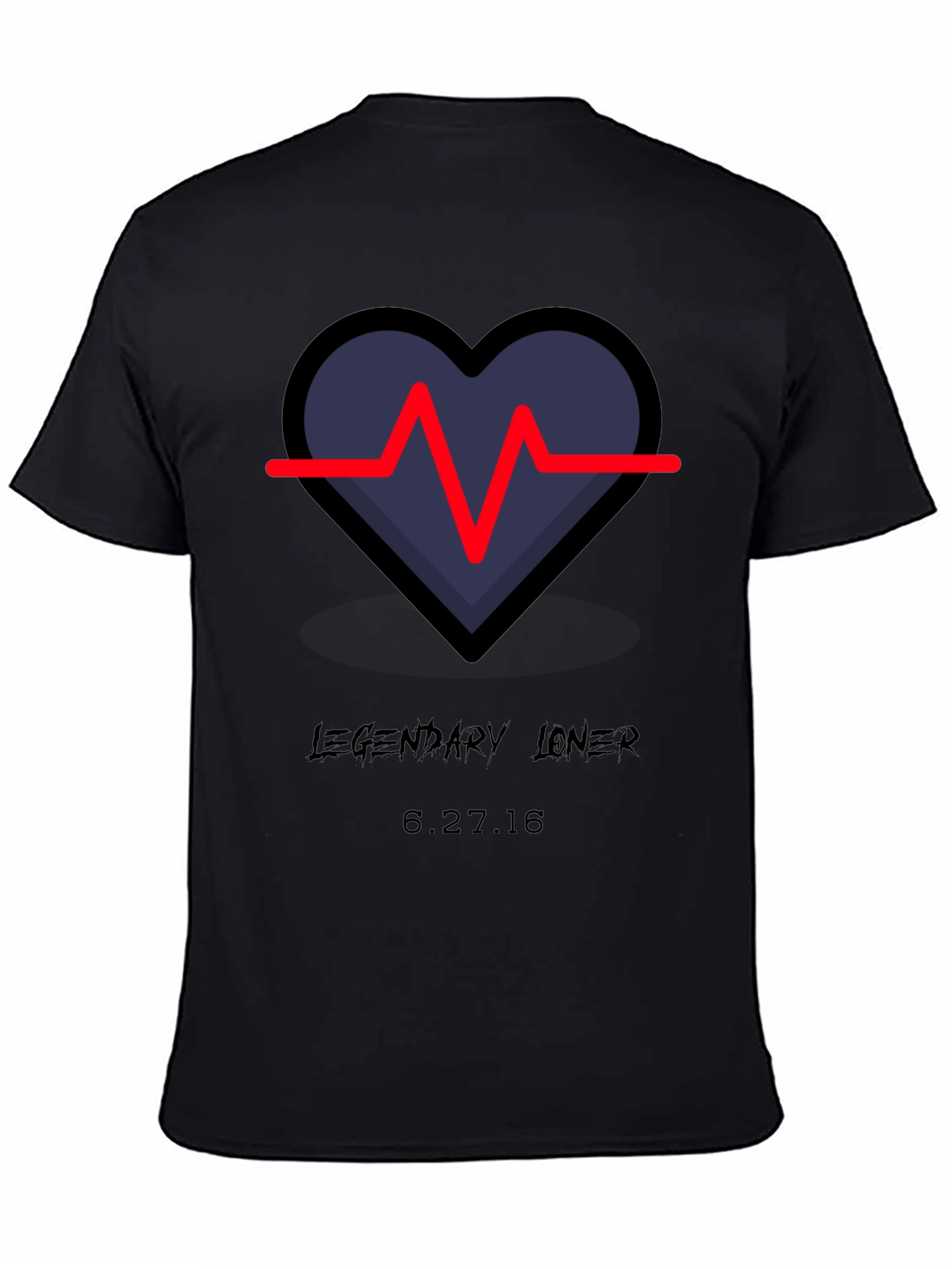 Black Legendary Loner Heartbeat Graphic Tee - Black view 4