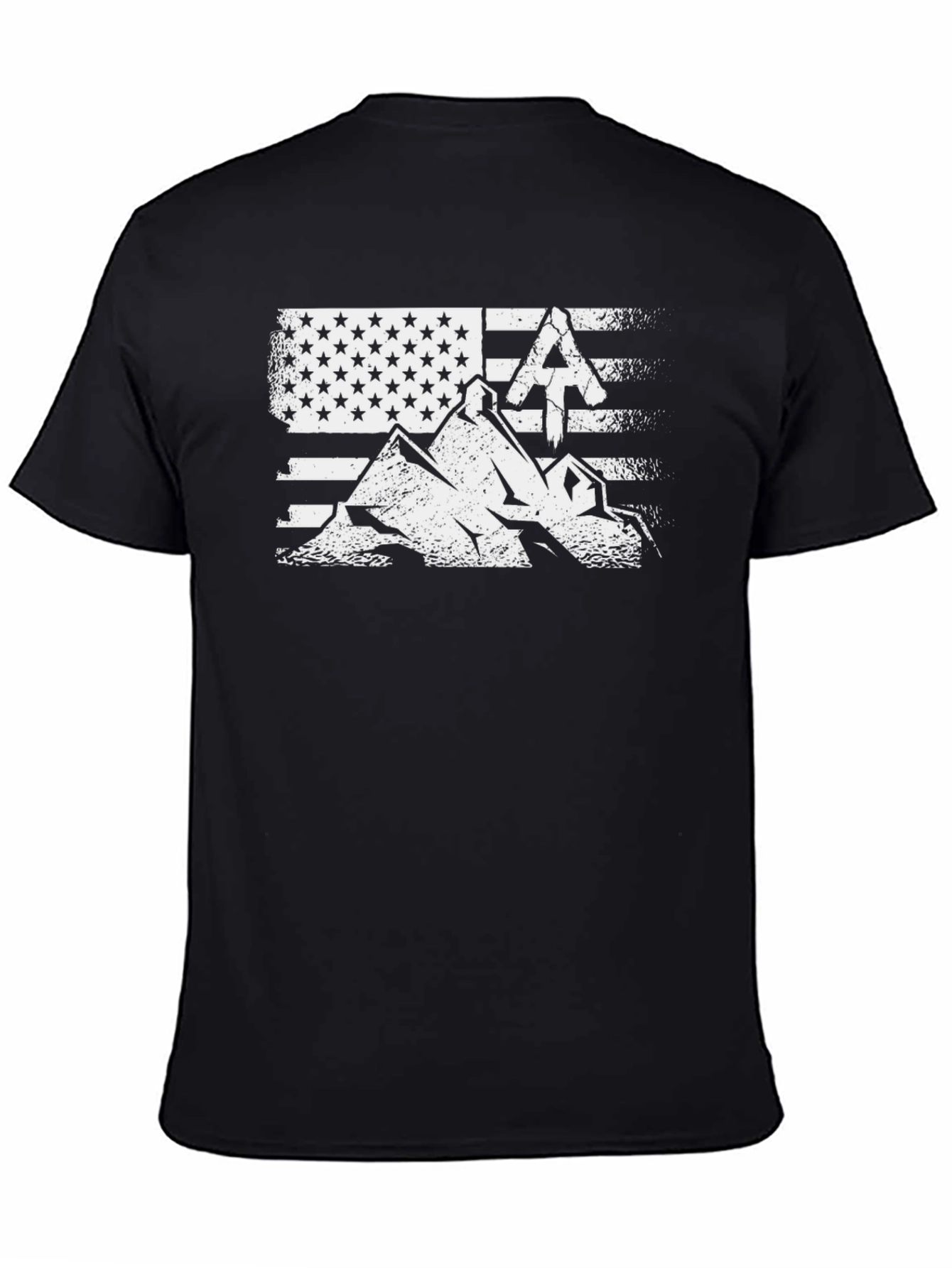 Black American Flag Hiking T-Shirt view 4