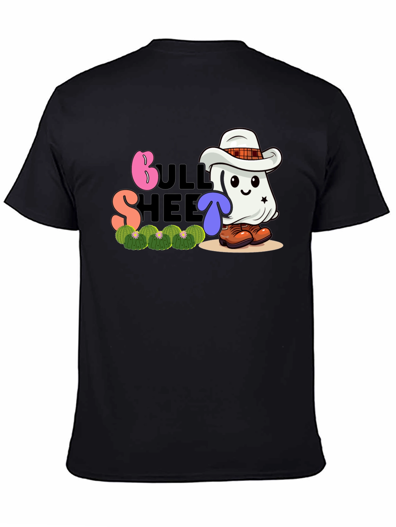 Black Bull Sheet Ghost Cowboy Graphic T-Shirt view 4