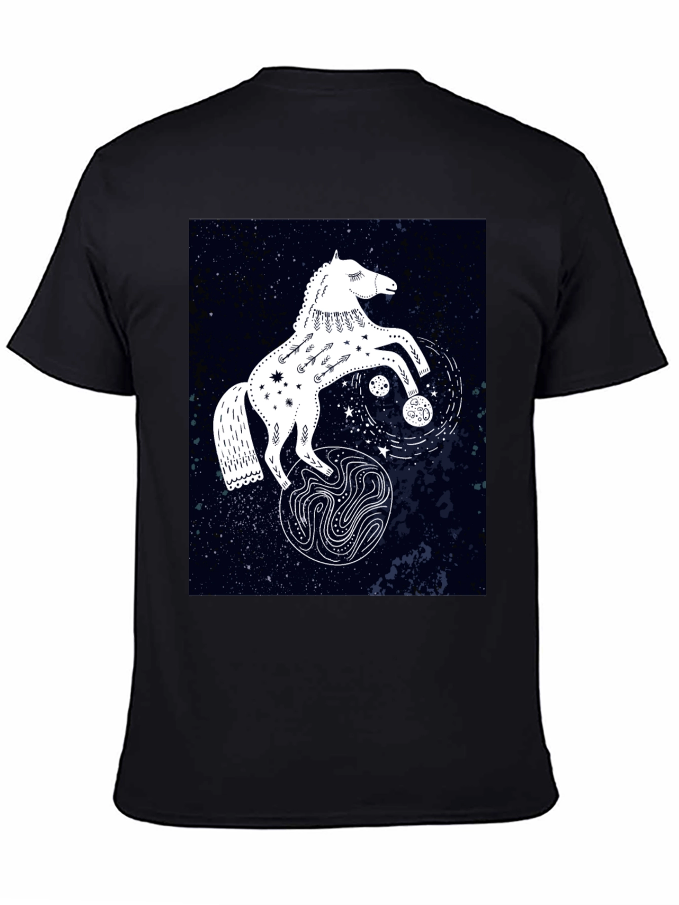 Black Celestial Horse Graphic Tee - Black view 4